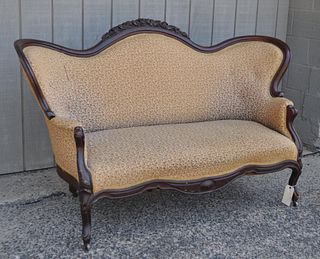 Victorian Carved Walnut Parlor Sofa
