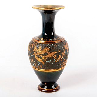 Royal Doulton Stoneware Hand Painted Gilded Vase