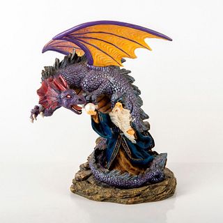 Fantasy Fiction Resin Figurine, Wizard and Dragon