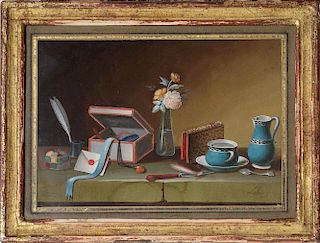 PAUL LELONG (1799-1846): STILL LIFE WITH FLOWER VASE; AND STILL LIFE WITH URN
