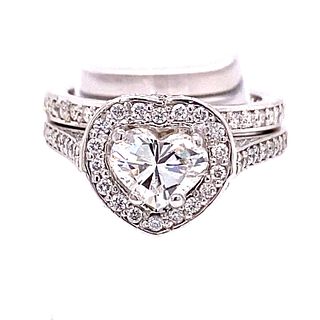 Platinum Heart Shaped Diamond Engagement Ring Set