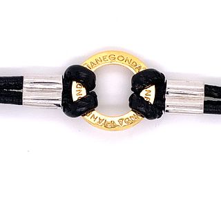 PIANEGONDA Silver & 18k Leather Bracelet