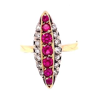 Late Victorian 14k Diamond Ruby Ring