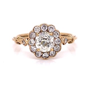 Victorian 18k Diamond Rosetta Engagement Ring