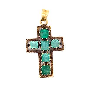 Antique 18k Emerald Iberian Cross