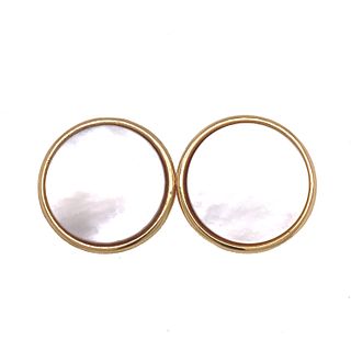 18k Mabe Pearl Round Earrings