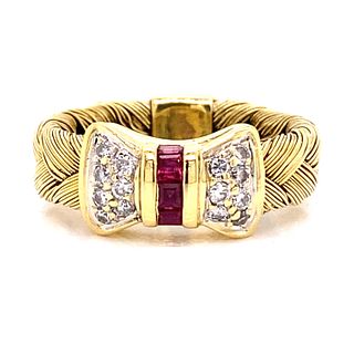 18k Diamond Ruby Bow Ring