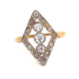 Edwardian 18k Diamond Rhombus Ring
