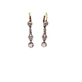 1920’s 18k Platinum Diamond Drop Earrings