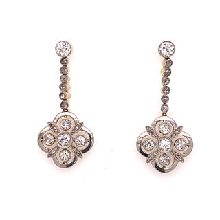 1920’s 18k Platinum Diamond Drop Earrings