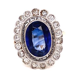 Edwardian 18k & Platinum Sapphire Diamond Rosetta Ring