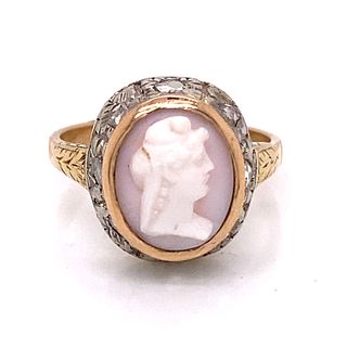 18k Victorian Diamond Woman’s Face Cameo Ring