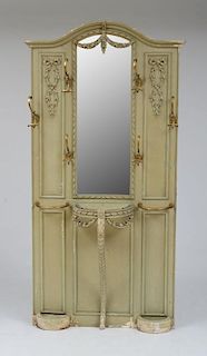 LOUIS XVI STYLE GREEN-PAINTED HALL RACK