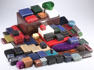 A QUANTITY OF JEWELLERY BOXES, including antique and modern examples; toget