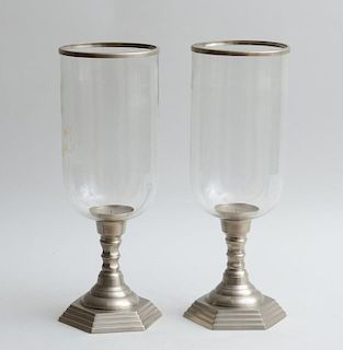 PAIR OF METAL AND GLASS PHOTOPHORES