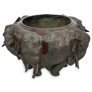 Japanese Meiji Elephant Bronze Bowl