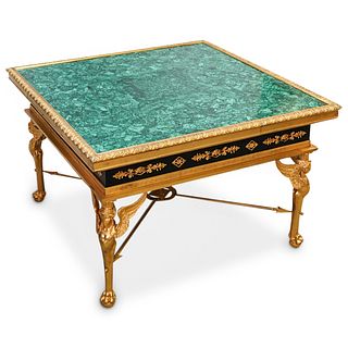 Empire Style Bronze & Malachite Table