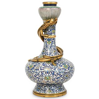18th/19th Cent. Chinese Cloisonne Garlic Mouth Dragon Vase