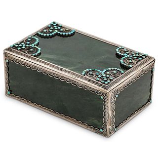 Art Nouveau Nephrite and Sterling Mounted Box