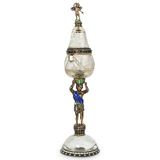 Viennese Enameled Silver and Rock Crystal Coupe