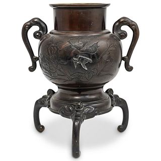 Japanese Meiji Bronze Ikebana Vase