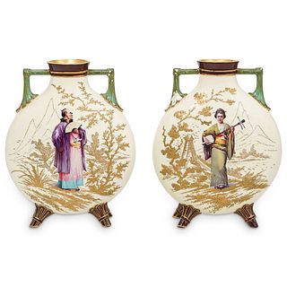 Antique Japanism Moon Porcelain Vases