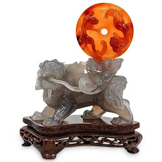 Chinese Carved Agate Foo Dog