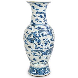19th Cent. Chinese Blue & White Porcelain Dragon Vase
