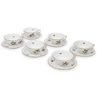 (6pcs) Herend "Rothschild Bird" Porcelain Tea Cups & Saucers