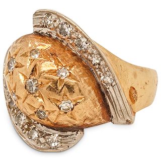 14k Two Tone Gold and Diamond Ring