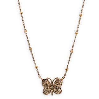 14k Gold and Diamond Butterfly Necklace