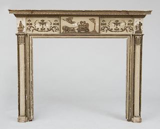 GEORGE III PAINTED AND PARCEL-GILT MANTLE