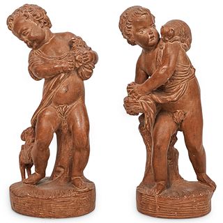 Pair of 19th Cent. Terracotta Neoclassical Figures