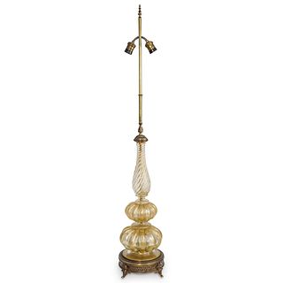 Antique Murano Gold Flake Glass Lamp