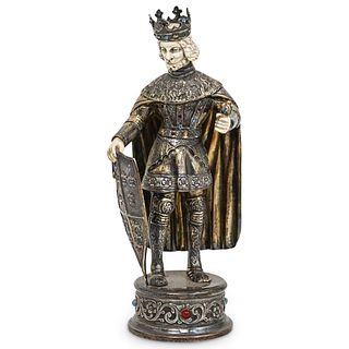 German Sterling and Carved King Figurine