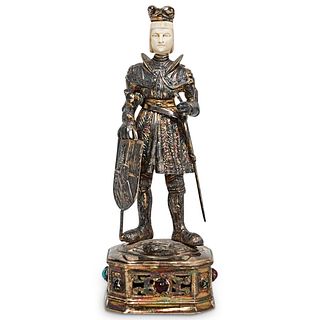 German Sterling and Carved King Figurine