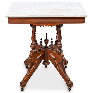 Victorian Wood & Marble Table