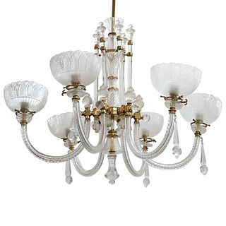 Antique Crystal Converted Gas Chandelier