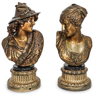 (2 Pc) Luca Madrassi (Italian, 1848) Gilt Bronze Sculptures