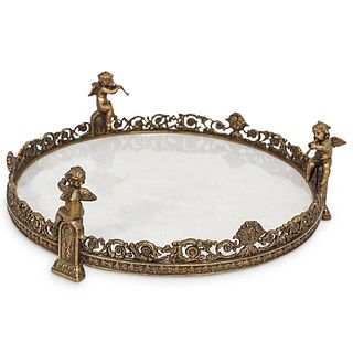 Bronze Cherub Mounted Porcelain Centerpiece