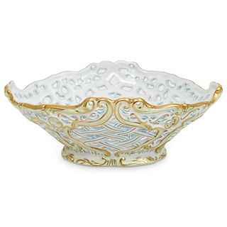 Herend Porcelain Oval Reticulated Bowl