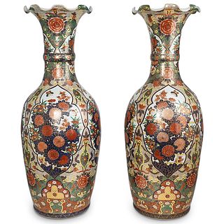 Pair of Large Japanese Satsuma Vases