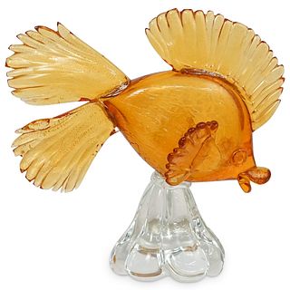 Large Murano Art Glass Amber Fish Sculpture