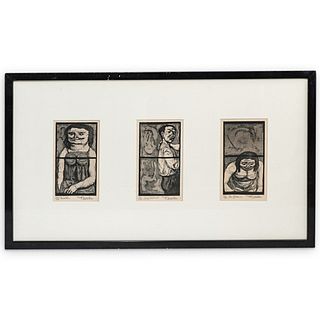 Federico Castellon (1914-1971) Engraving Triptych