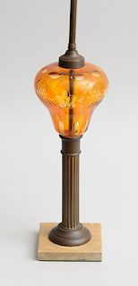 VICTORIAN CUT-GLASS AND METAL OIL LAMP