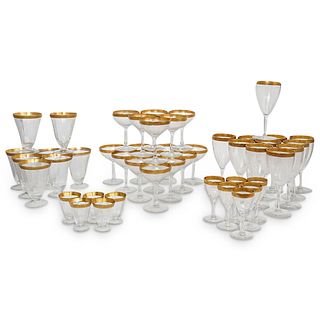 (45 Pc) Tiffin Franciscan Melrose Gold Crystal Glassware Set