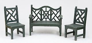 SUITE OF GREEN-PAINTED CHILD'S GARDEN FURNITURE
