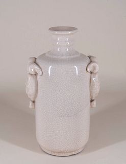 Chinese 'Ram's Head' Crackle Glazed Sleeve Vase