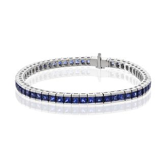 Sapphire and Platinum Line Bracelet