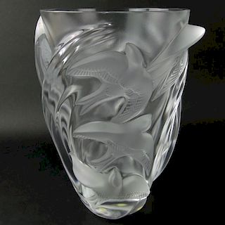 Lalique Crystal "Martinet" Vase.